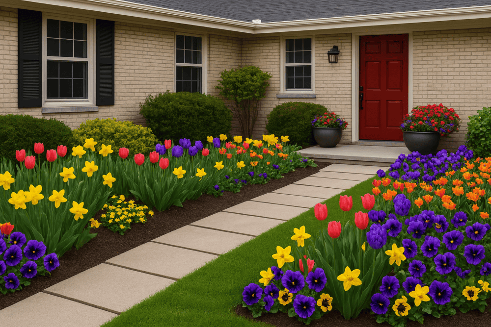 yard-soil-seasonal-flowers-brighten-up-front-yard-curb-appeal
